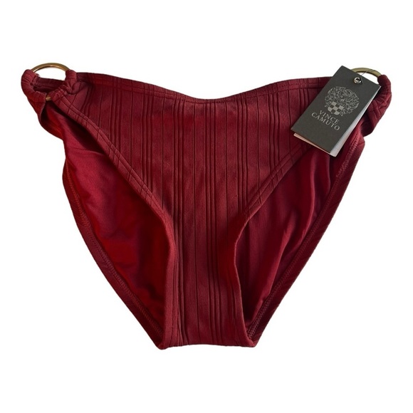 Vince Camuto Ring-accent Rib Knit Jersey Bikini Bottom in Sangria Size Medium - Picture 3 of 12
